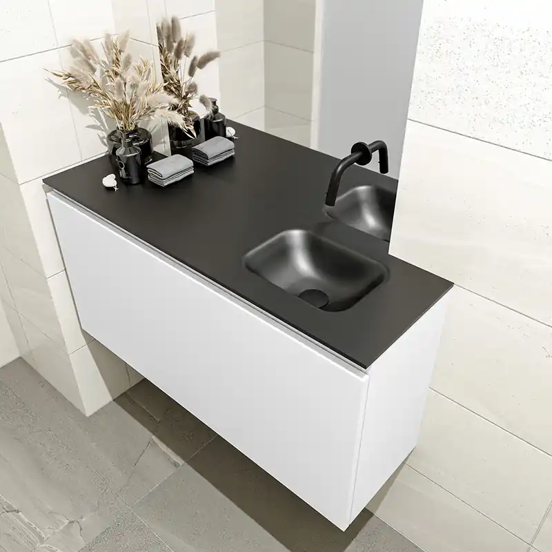 Rechtstreeks Van De Fabrikant Mondiaz Olan 100cm toiletmeubel talc met wastafel urban rechts geen kraangat