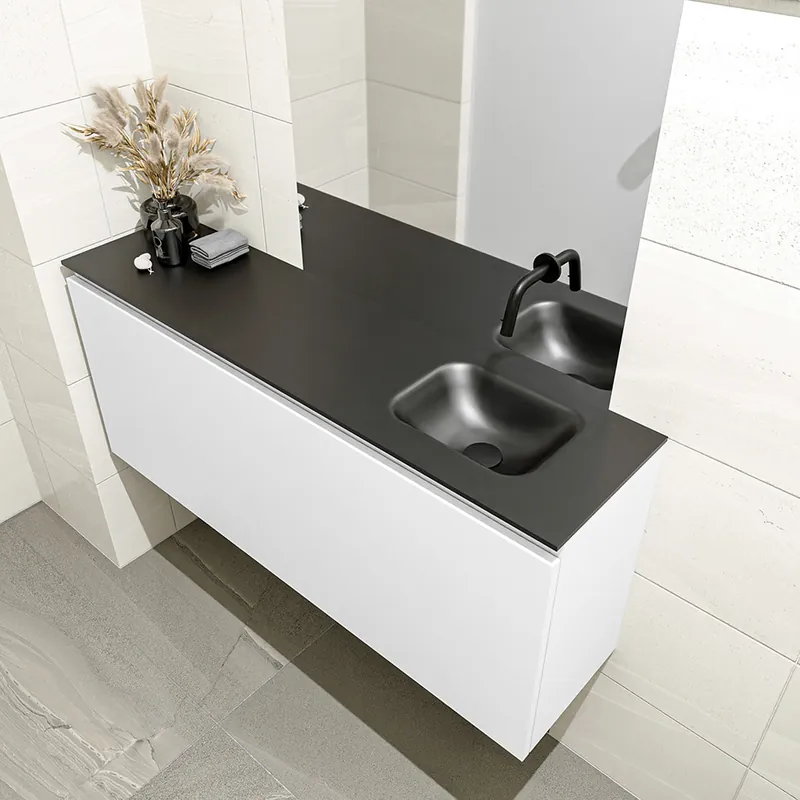 Geld-Terug-Garantie Mondiaz Olan 120cm toiletmeubel talc met wastafel urban rechts geen kraangat