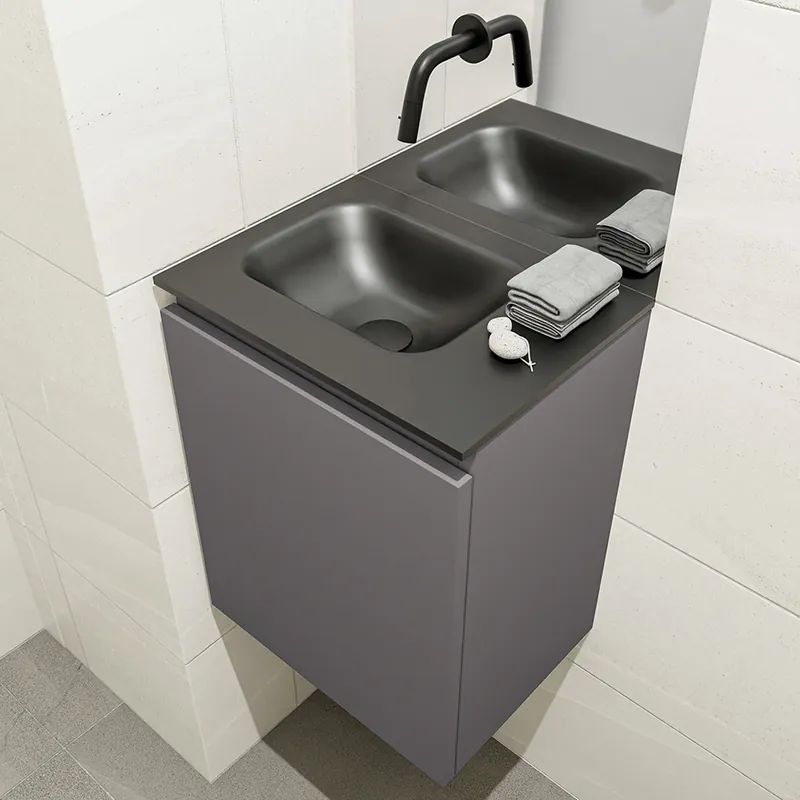 Koopje Mondiaz Olan 40cm toiletmeubel dark grey met wastafel urban links geen kraangat