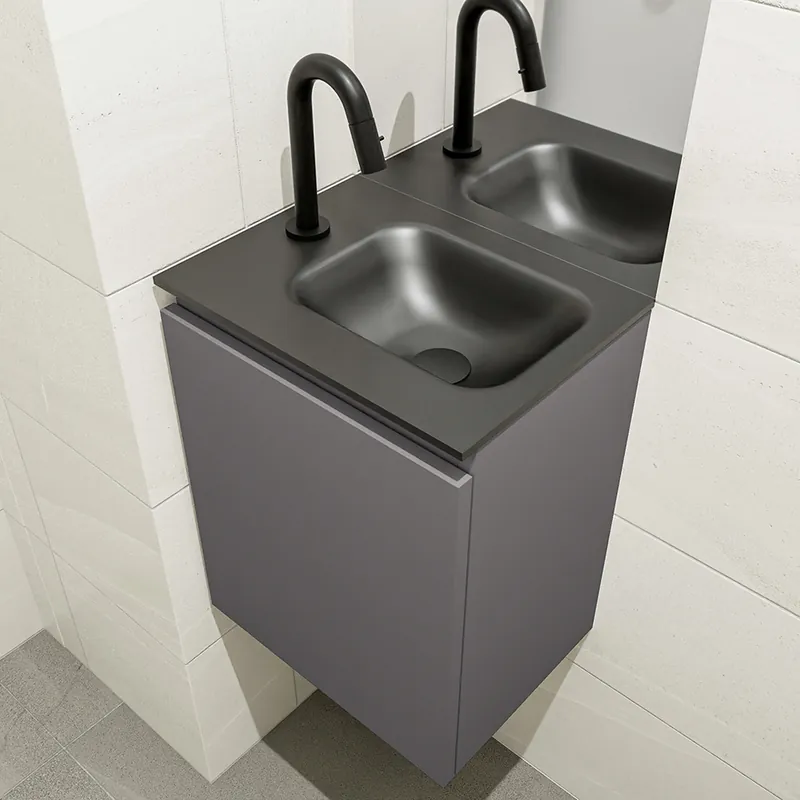 Lage Prijs Mondiaz Olan 40cm toiletmeubel dark grey met wastafel urban rechts 1 kraangat