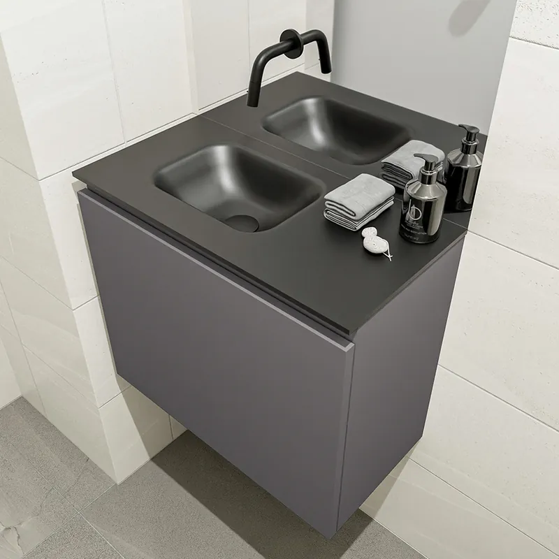 Nu Kopen Mondiaz Olan 60cm toiletmeubel dark grey met wastafel urban links geen kraangat
