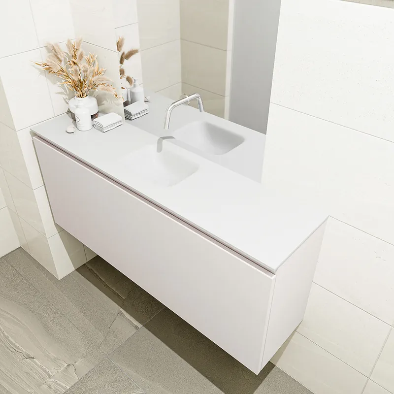 Finale Uitverkoop Mondiaz Olan 120cm toiletmeubel linen met wastafel talc midden geen kraangat