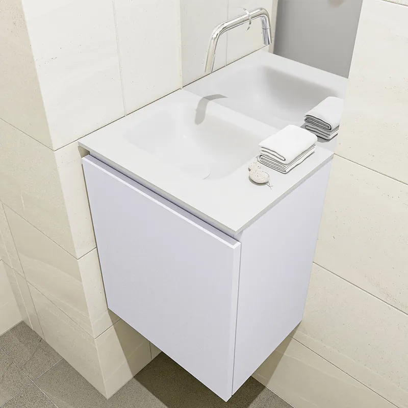 Nu Kopen Mondiaz Olan 40cm toiletmeubel cale met wastafel talc links geen kraangat
