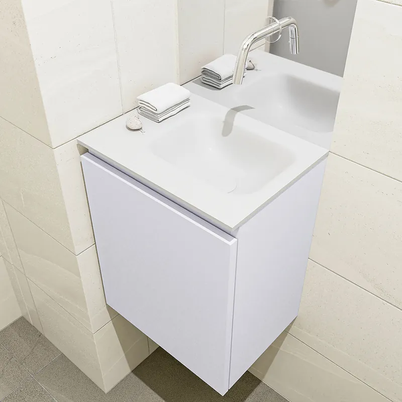 Exclusieve Aanbieding Mondiaz Olan 40cm toiletmeubel cale met wastafel talc rechts geen kraangat