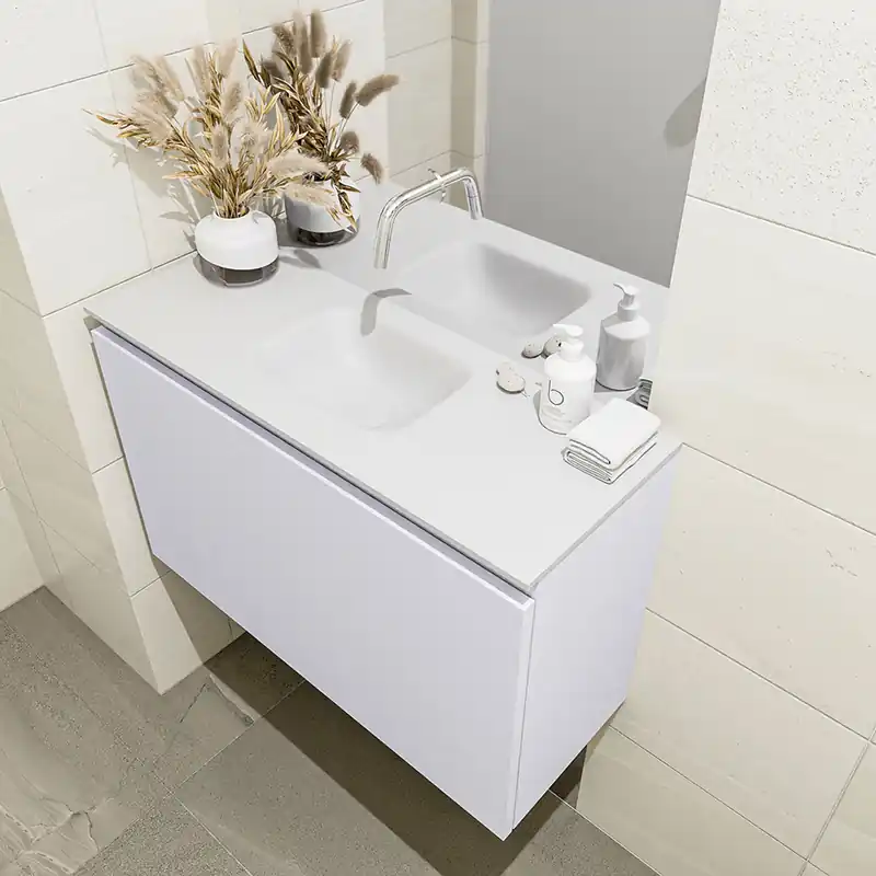 Trendy Mondiaz Olan 80cm toiletmeubel cale met wastafel talc midden geen kraangat