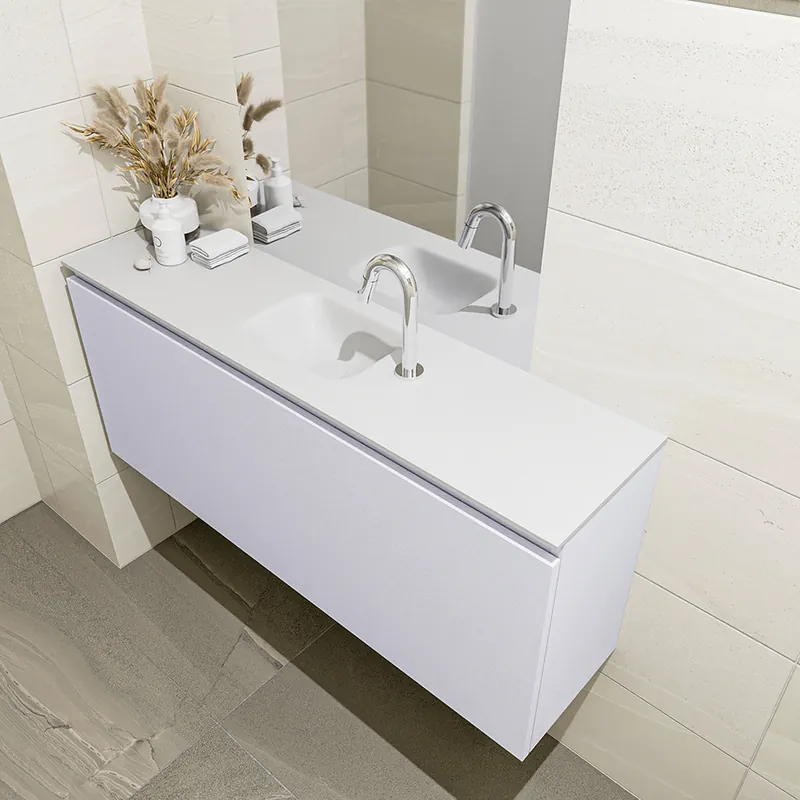 Premium Mondiaz Olan 120cm toiletmeubel cale met wastafel talc midden 1 kraangat