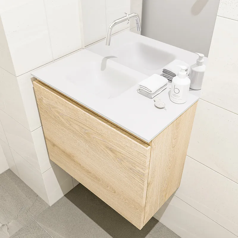 Premium Mondiaz Olan 60cm toiletmeubel washed oak met wastafel talc links geen kraangat