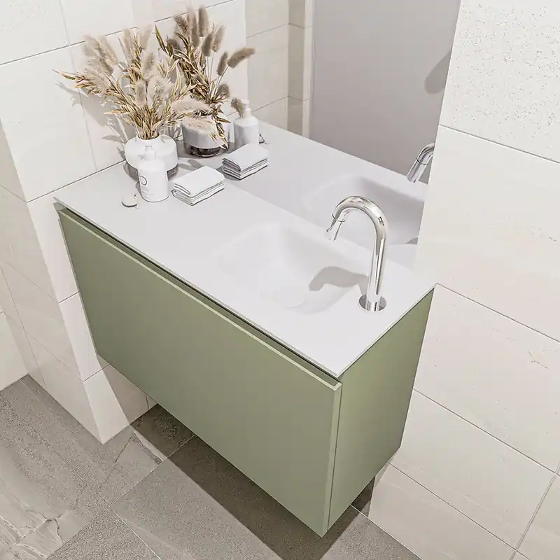 Favoriet Mondiaz Olan 80cm toiletmeubel army met wastafel talc rechts 1 kraangat