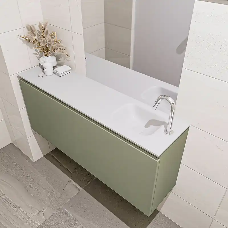 Beperkt Aanbod Mondiaz Olan 120cm toiletmeubel army met wastafel talc rechts 1 kraangat