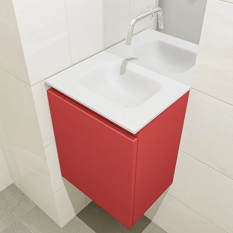 Direct Verzonden Mondiaz Olan 40cm toiletmeubel fire met wastafel talc midden geen kraangat