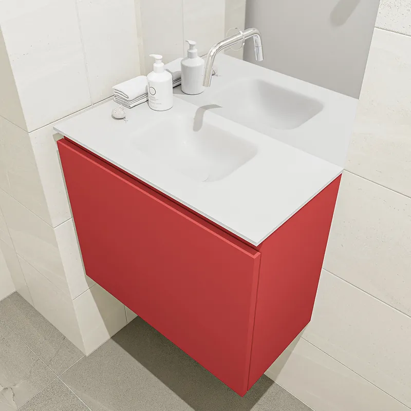 Plaats Bestelling Mondiaz Olan 60cm toiletmeubel fire met wastafel talc midden geen kraangat