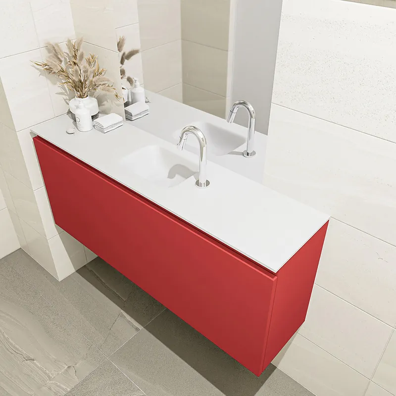 Origineel Mondiaz Olan 120cm toiletmeubel fire met wastafel talc midden 1 kraangat