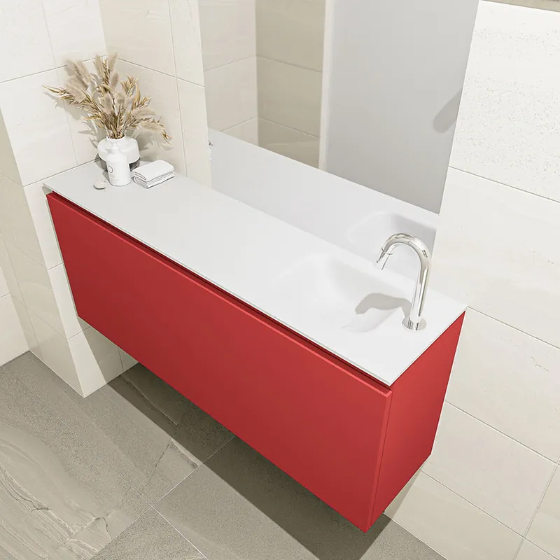 Gereduceerde Prijs Mondiaz Olan 120cm toiletmeubel fire met wastafel talc rechts 1 kraangat