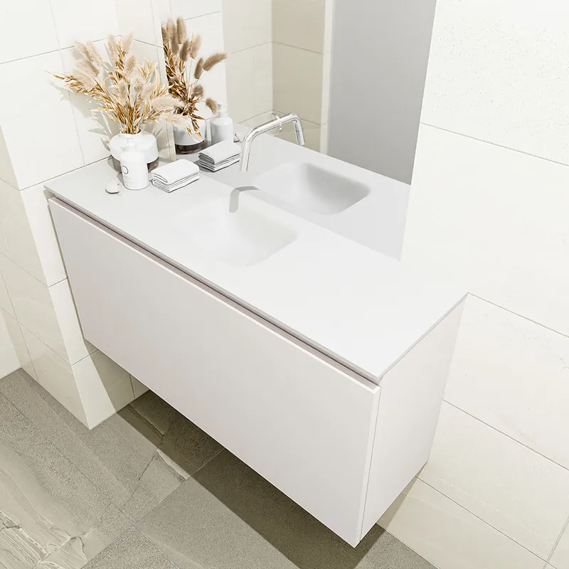 Beste Prijs Mondiaz Olan 100cm toiletmeubel linen met wastafel talc midden geen kraangat