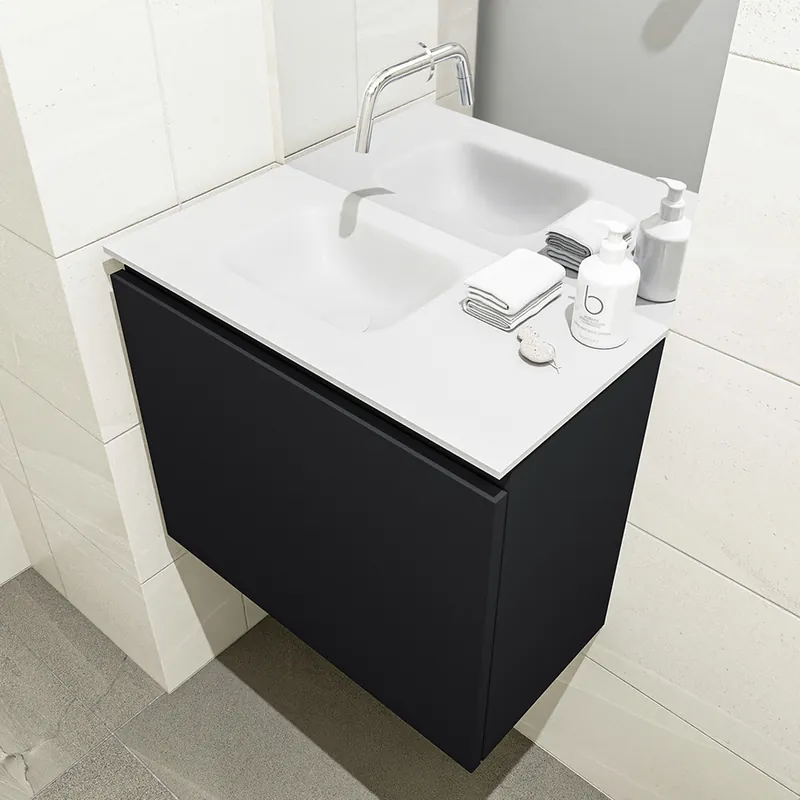 Rechtstreeks Van De Fabrikant Mondiaz Olan 60cm toiletmeubel urban met wastafel talc links geen kraangat