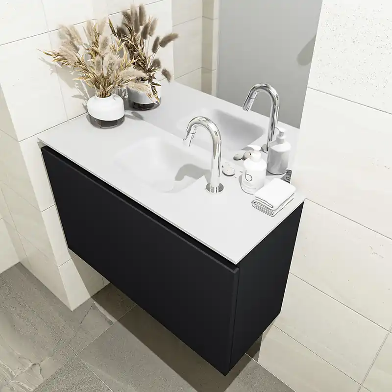 Ambachtelijk Mondiaz Olan 80cm toiletmeubel urban met wastafel talc midden 1 kraangat