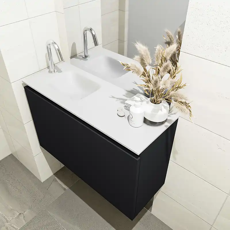 Tijdelijk Beschikbaar Mondiaz Olan 80cm toiletmeubel urban met wastafel talc links 1 kraangat