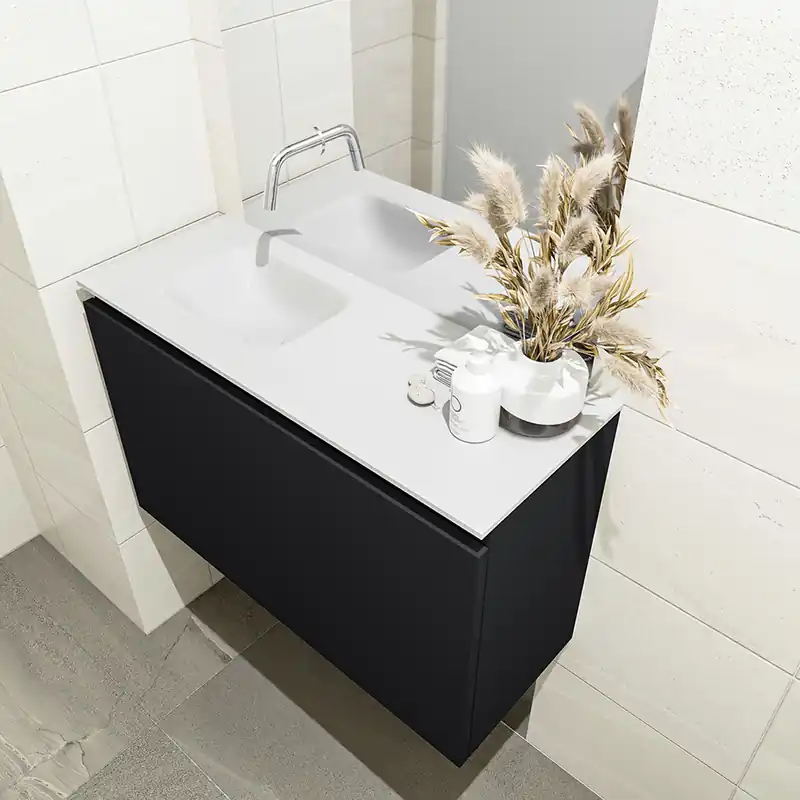 Actieprijs Mondiaz Olan 80cm toiletmeubel urban met wastafel talc links geen kraangat