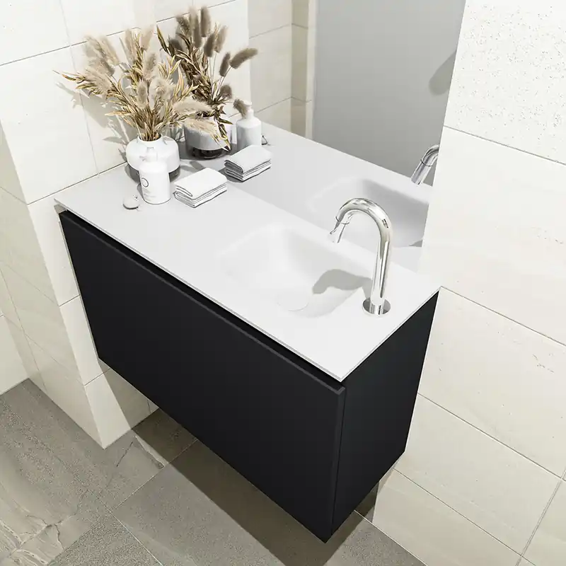 Finale Uitverkoop Mondiaz Olan 80cm toiletmeubel urban met wastafel talc rechts 1 kraangat