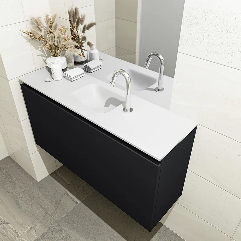 Plaats Bestelling Mondiaz Olan 100cm toiletmeubel urban met wastafel talc midden 1 kraangat