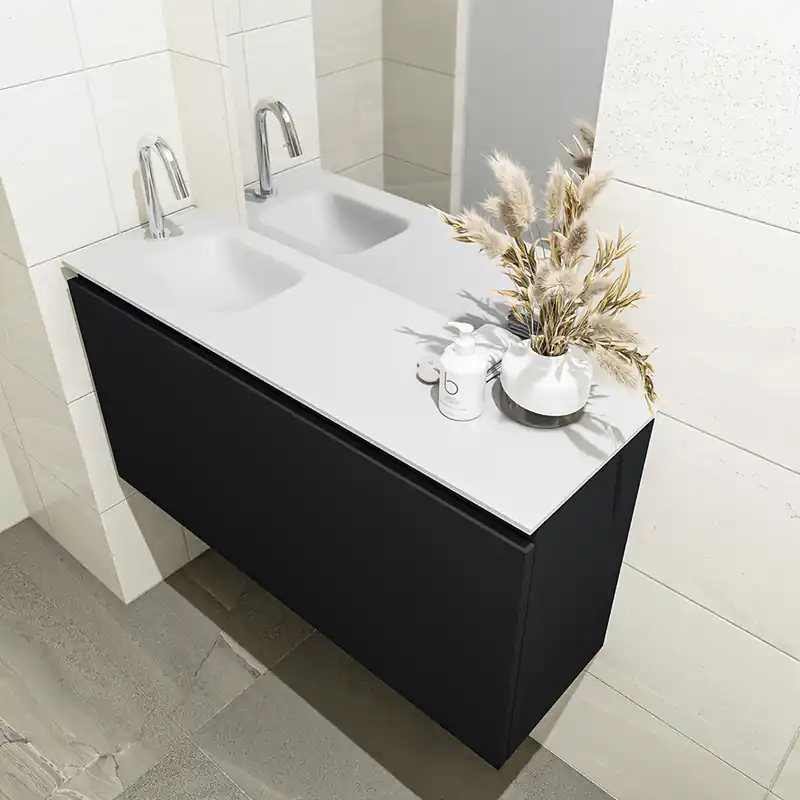 Op = Op Mondiaz Olan 100cm toiletmeubel urban met wastafel talc links 1 kraangat