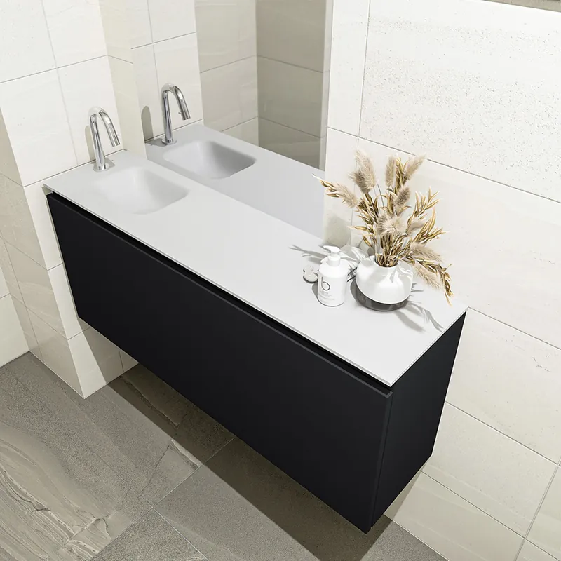 Geld-Terug-Garantie Mondiaz Olan 120cm toiletmeubel urban met wastafel talc links 1 kraangat