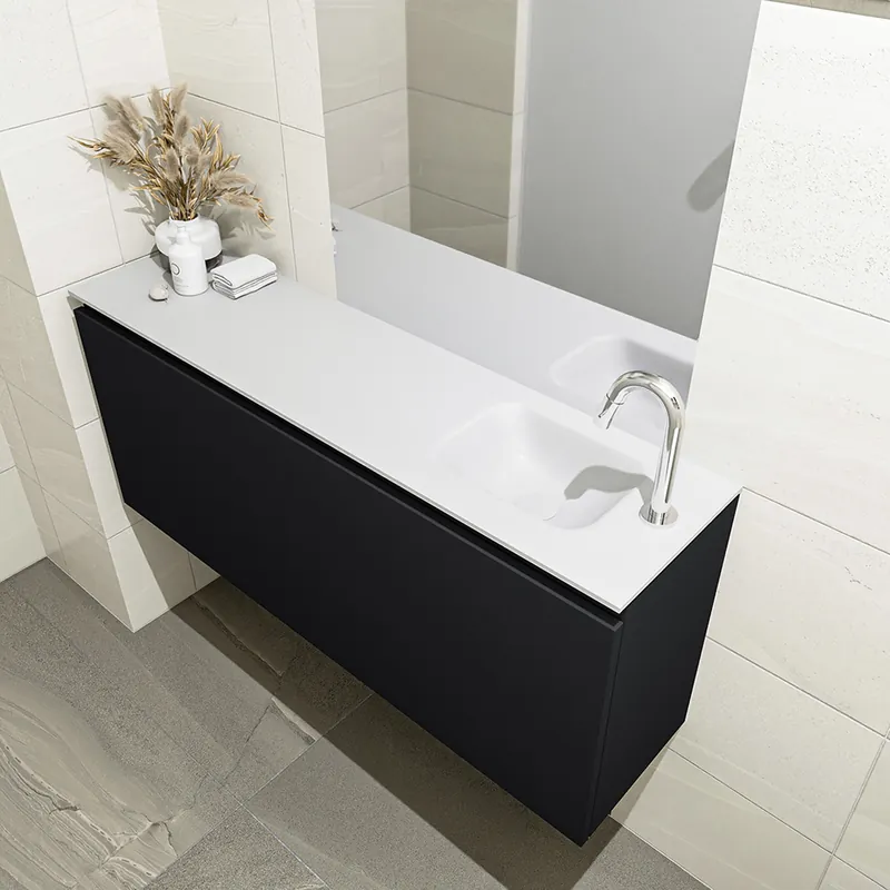 Snelle Levering Mondiaz Olan 120cm toiletmeubel urban met wastafel talc rechts 1 kraangat
