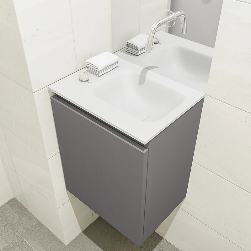 Beperkt Aanbod Mondiaz Olan 40cm toiletmeubel dark grey met wastafel talc rechts geen kraangat