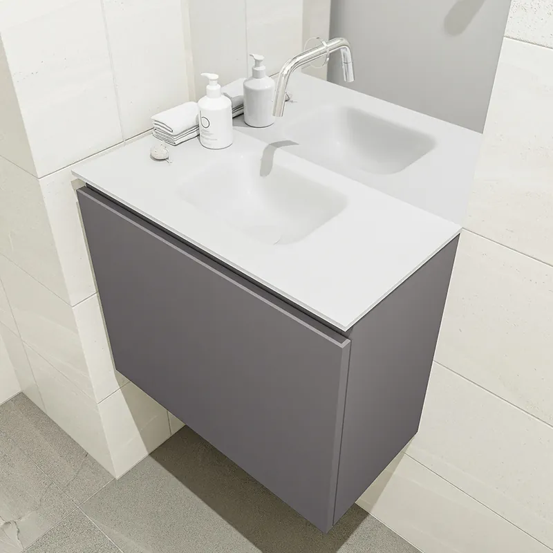 Beperkt Aanbod Mondiaz Olan 60cm toiletmeubel dark grey met wastafel talc midden geen kraangat