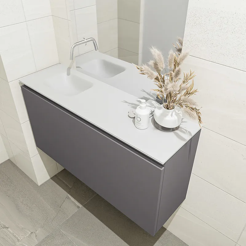 Lage Prijs Mondiaz Olan 100cm toiletmeubel dark grey met wastafel talc links geen kraangat