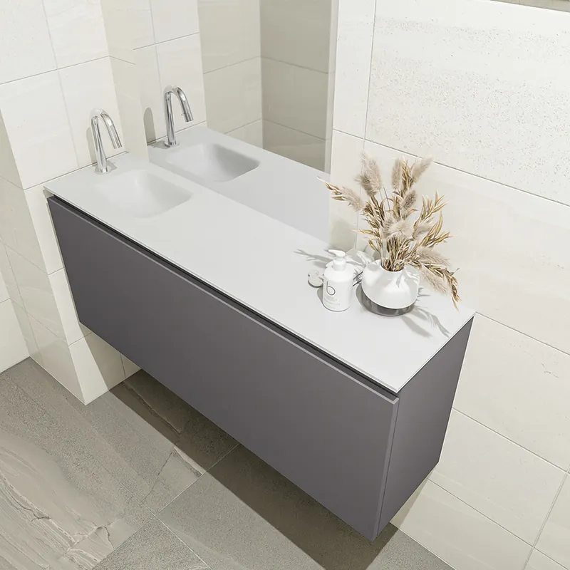 Nieuw Model Mondiaz Olan 120cm toiletmeubel dark grey met wastafel talc links 1 kraangat