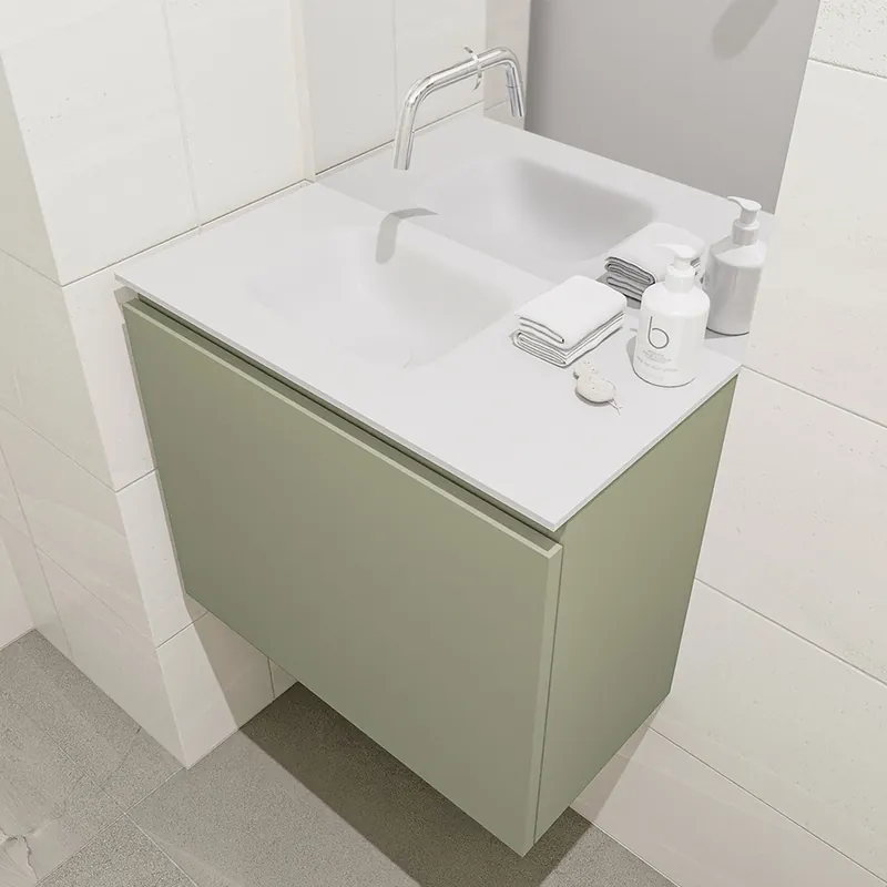 Shop Nu Mondiaz Olan 60cm toiletmeubel army met wastafel talc links geen kraangat
