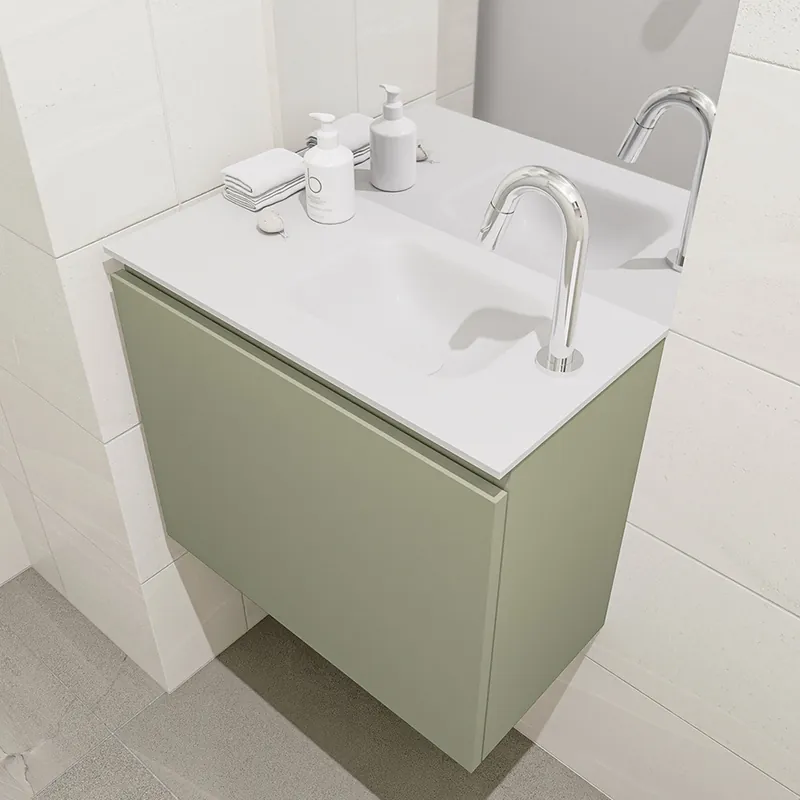 Koop Online Mondiaz Olan 60cm toiletmeubel army met wastafel talc rechts 1 kraangat