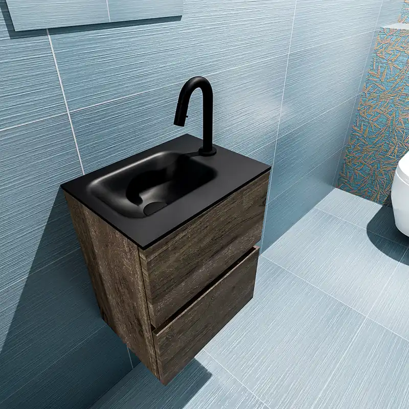 Geld-Terug-Garantie Mondiaz Ada 40cm toiletmeubel dark brown met wastafel urban links 1 kraangat