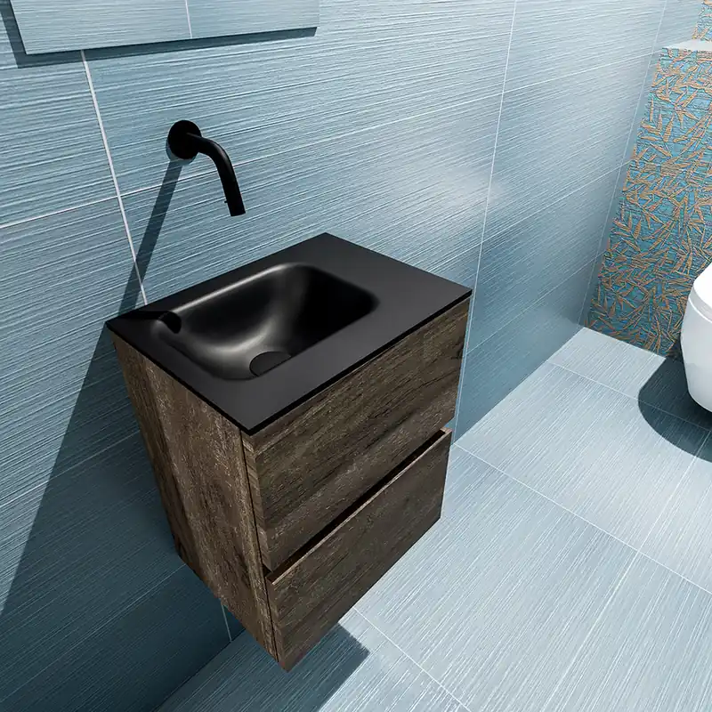Alleen Vandaag Mondiaz Ada 40cm toiletmeubel dark brown met wastafel urban links zonder kraangat