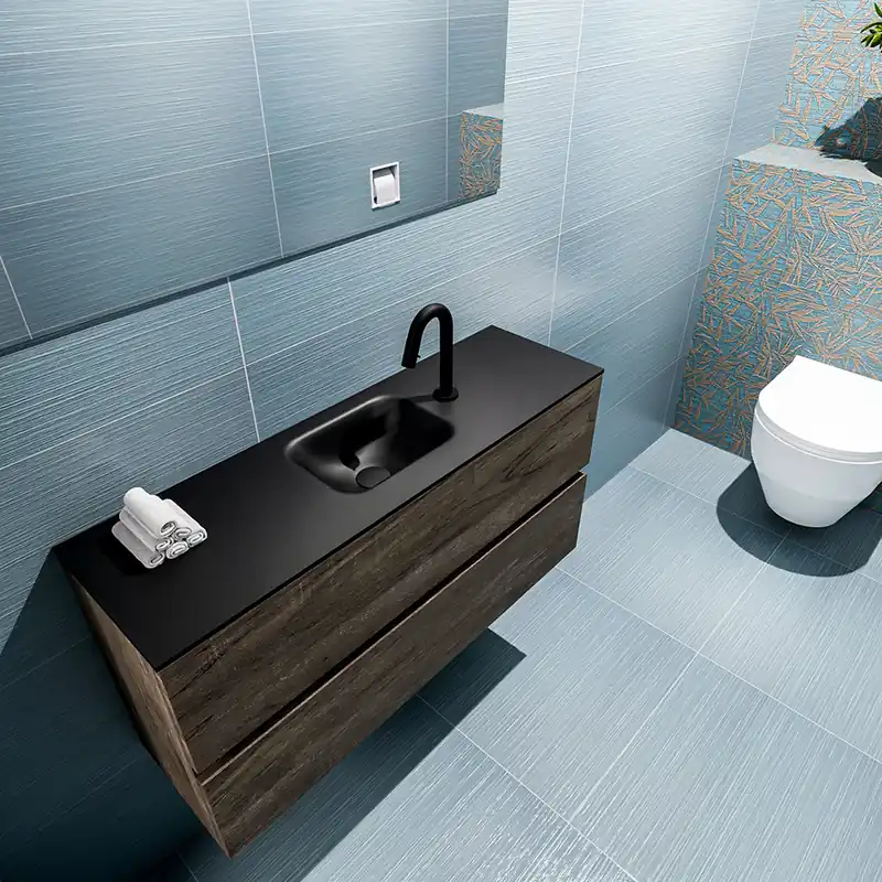 Nieuwe Collectie Mondiaz Ada 100cm toiletmeubel dark brown met wastafel urban midden 1 kraangat
