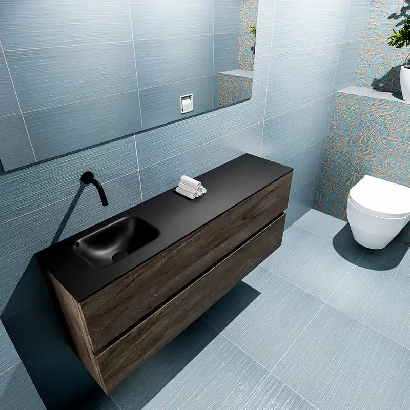 Trendy Mondiaz Ada 120cm toiletmeubel dark brown met wastafel urban links zonder kraangat