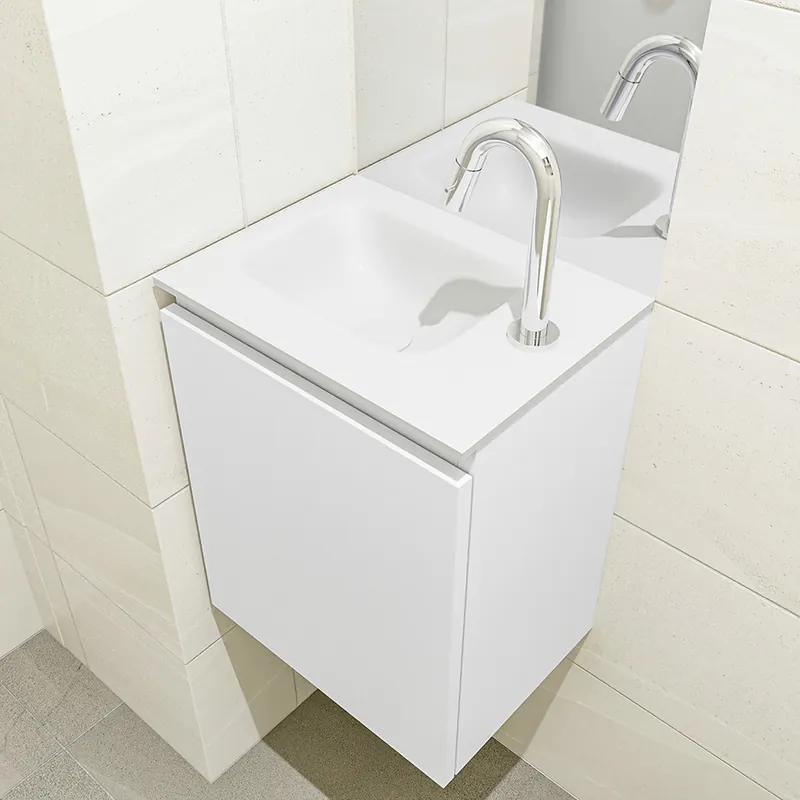 Nu Kopen Mondiaz Olan 40cm toiletmeubel talc met wastafel talc links 1 kraangat