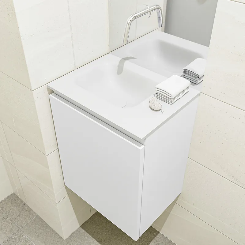 Nu Kopen Mondiaz Olan 40cm toiletmeubel talc met wastafel talc links geen kraangat