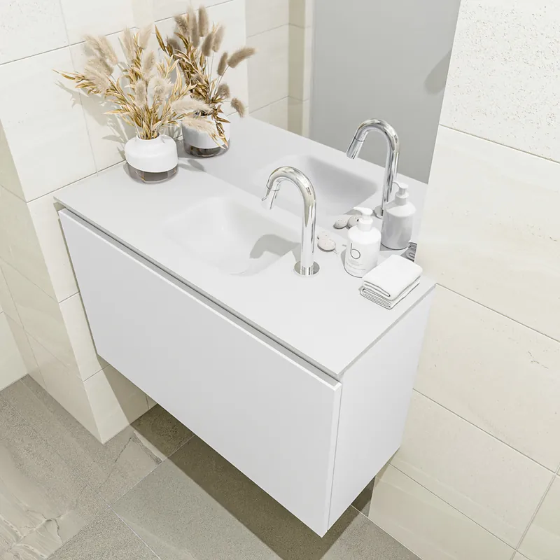 Groothandel Mondiaz Olan 80cm toiletmeubel talc met wastafel talc midden 1 kraangat