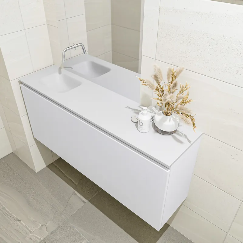 Lage Prijs Mondiaz Olan 120cm toiletmeubel talc met wastafel talc links geen kraangat