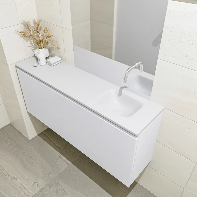 Gratis Verzending Mondiaz Olan 120cm toiletmeubel talc met wastafel talc rechts geen kraangat