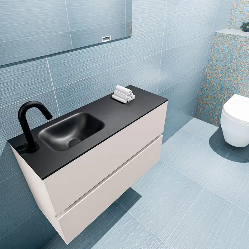 Tijdelijk Beschikbaar Mondiaz Ada 80cm toiletmeubel linen met wastafel urban links 1 kraangat