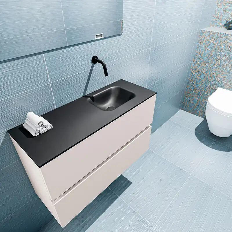 Populair Mondiaz Ada 80cm toiletmeubel linen met wastafel urban rechts zonder kraangat
