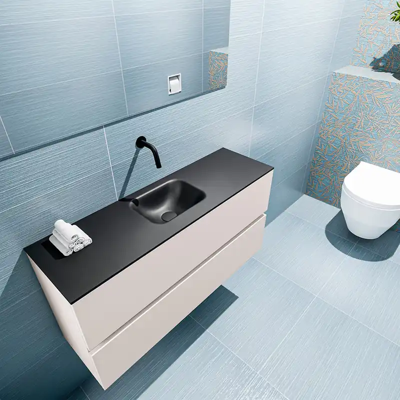 Laatste Versie Mondiaz Ada 100cm toiletmeubel linen met wastafel urban midden zonder kraangat