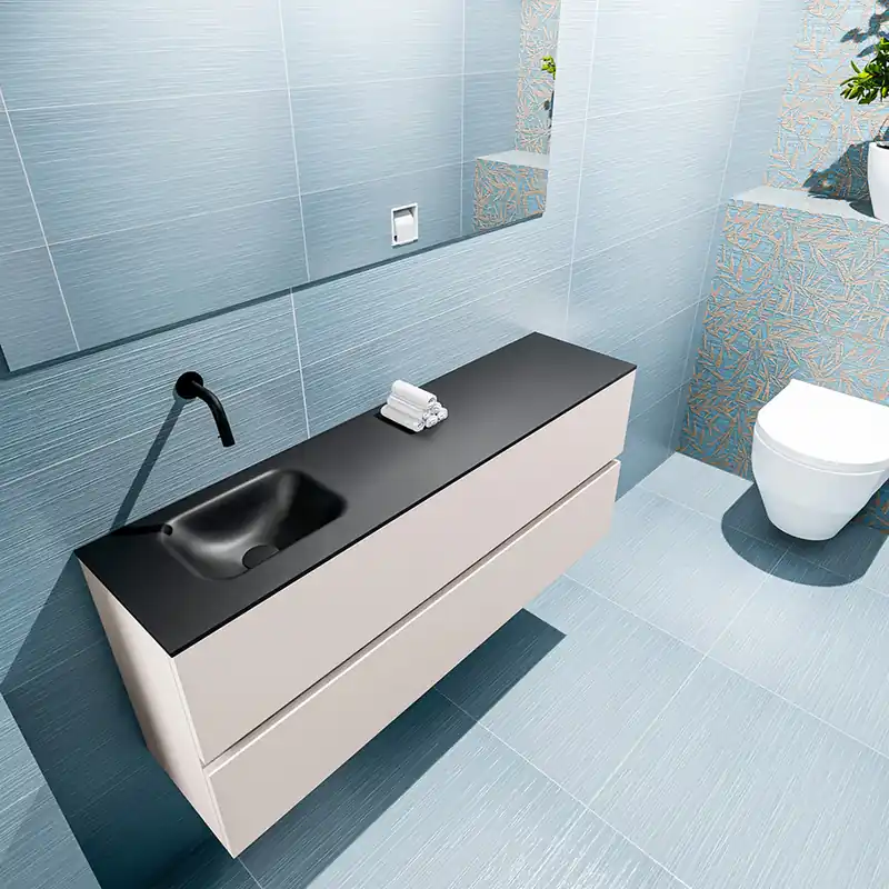 Handgemaakt Mondiaz Ada 120cm toiletmeubel linen met wastafel urban links zonder kraangat