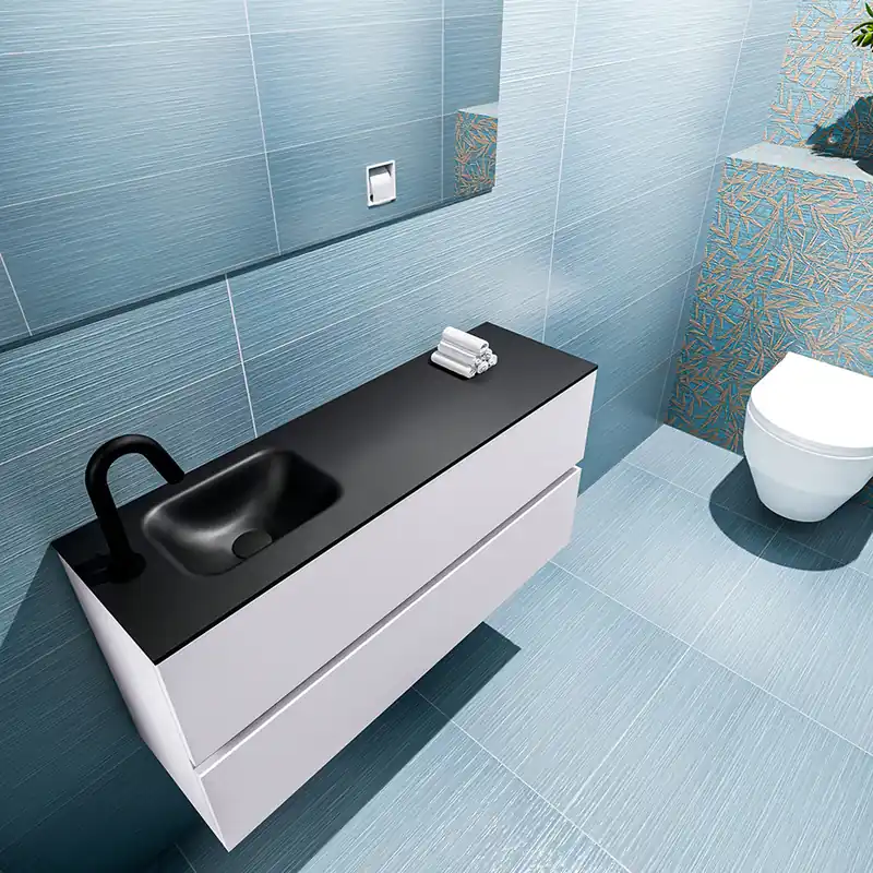 Snelle Levering Mondiaz Ada 100cm toiletmeubel cale met wastafel urban links 1 kraangat