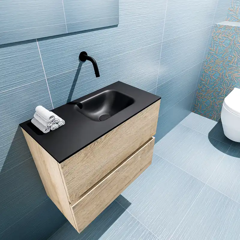 Premium Mondiaz Ada 60cm toiletmeubel washed oak met wastafel urban rechts zonder kraangat