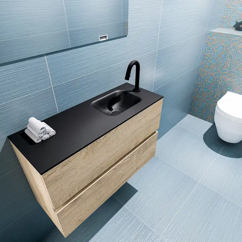 Bestseller Mondiaz Ada 80cm toiletmeubel washed oak met wastafel urban rechts 1 kraangat