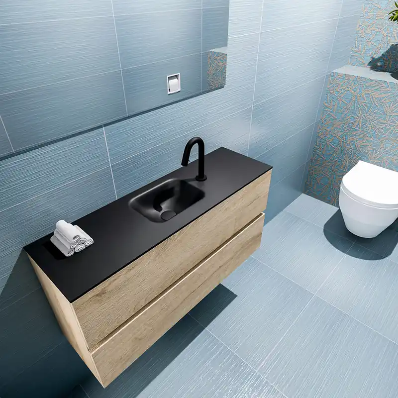 Direct Verzonden Mondiaz Ada 100cm toiletmeubel washed oak met wastafel urban midden 1 kraangat
